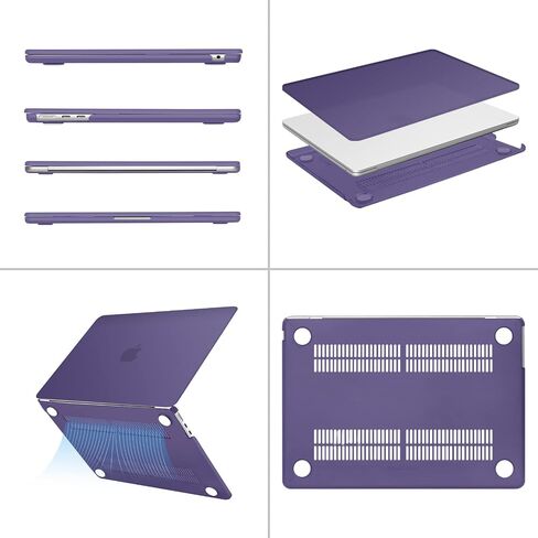 MOSISO Compatible with MacBook Air 13 inch Case 2024 2023 2022 M3 A3113 M2 A2681 Touch ID, Plastic Hard Shell&Keyboard Cover&Screen Film&Type C Adapter&Neoprene Bag, Imperial Purple&Grape Purple in Saudi Arabia