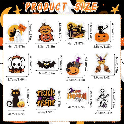 Kigeli 60 Pcs Halloween Keychain Party Favors Horror Keychain Bulk Ghost Bat Cat Pumpkin Skeletons Keychain Halloween Hanging Key Ring Accessories for Kids Adults Halloween Party Gift in Saudi Arabia