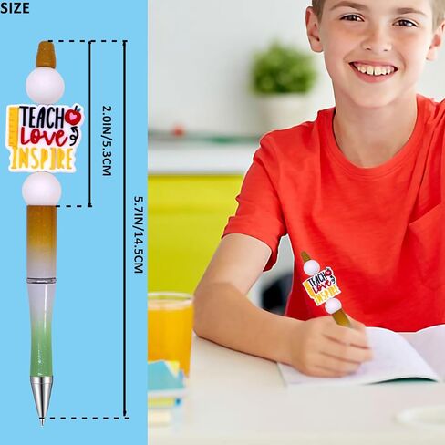 Bihrtc 12 pcs أقلام أقلامًا من البلاستيك بالخرز مع خرز السيليكون متعدد الألوان أحمال بؤرية أحمال قابلة للخرز سيليكون ديكور. in Kuwait