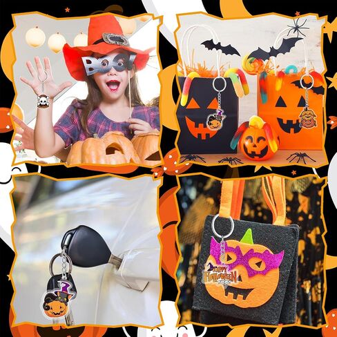 Kigeli 60 Pcs Halloween Keychain Party Favors Horror Keychain Bulk Ghost Bat Cat Pumpkin Skeletons Keychain Halloween Hanging Key Ring Accessories for Kids Adults Halloween Party Gift in Saudi Arabia