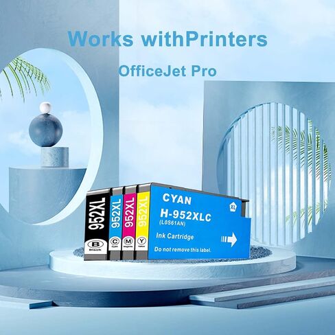استبدال خرطوشة الحبر الأسود عالي العائد لـ HP 952 XL حبر خراطيش استخدام مع OfficeJet Pro 7740 8210 8710 8720 8740 8715 7720 8725 8730 8216 (4 حزم) in Saudi Arabia
