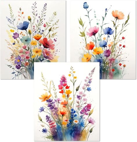 JWVK Floral Diamond Art Kits 3 Pack, Cottagecore Colorful Wildflower Botanical DIY Diamond Gem Painting Art Kits for Girls Kids Adults Beginners, Floral Room Decor 10x11.8 Inch in Saudi Arabia