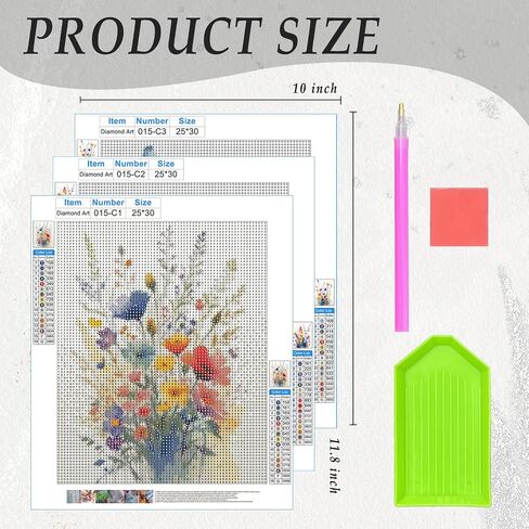 JWVK Floral Diamond Art Kits 3 Pack, Cottagecore Colorful Wildflower Botanical DIY Diamond Gem Painting Art Kits for Girls Kids Adults Beginners, Floral Room Decor 10x11.8 Inch in Saudi Arabia