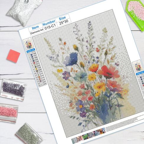 JWVK Floral Diamond Art Kits 3 Pack, Cottagecore Colorful Wildflower Botanical DIY Diamond Gem Painting Art Kits for Girls Kids Adults Beginners, Floral Room Decor 10x11.8 Inch in Saudi Arabia