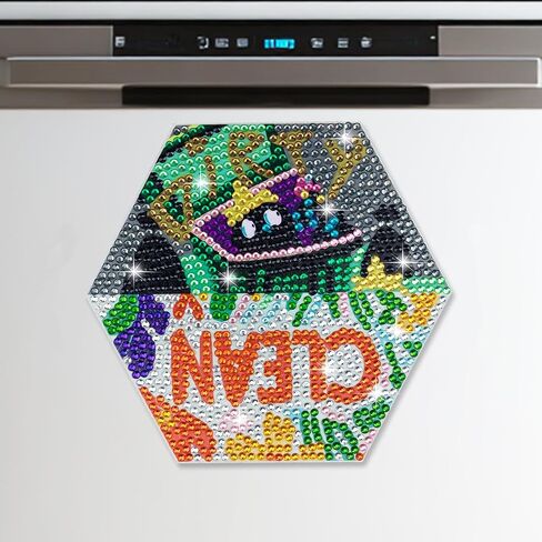 SWATOM عباد الشمس الماس اللوحة نظيفة قذرة غسالة الصحون المغناطيس القوي مغناطيسات نظيفة/قذرة لعلامة غسالة الصحون ملصقات لاصقة ديكور المطبخ مؤشر عكسي in Kuwait