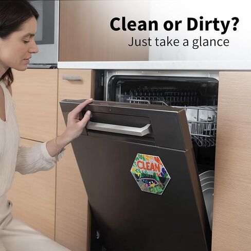 SWATOM عباد الشمس الماس اللوحة نظيفة قذرة غسالة الصحون المغناطيس القوي مغناطيسات نظيفة/قذرة لعلامة غسالة الصحون ملصقات لاصقة ديكور المطبخ مؤشر عكسي in Kuwait