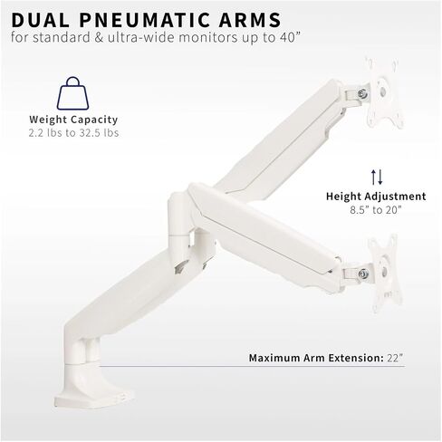 White Dual Wide Wide 40 in Computer Monitor Mount in Saudi Arabia