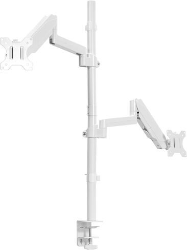 White Extra Tall Dual 17 to 32 Inch Monitor Pneumatic Sit-Stand Desk Stand - in Saudi Arabia