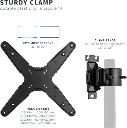 Steel Pole Mount TV Bracket Pitch Plate | Fits 32" to 55" Screens - in Saudi Arabia