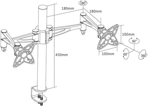 Dual-arm Art LCD Monitor Desktop Mounting Bracket 13-27 Inch in Saudi Arabia