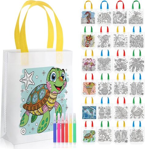 24 Pcs Butterfly Coloring Goodies Bags with 144 Makers Mandala Recycle Gift Bags Color Your Own Totes for Kids DIY Painting Art Crafts Spring Insects Birthday Party Favors(Butterfly) in Saudi Arabia