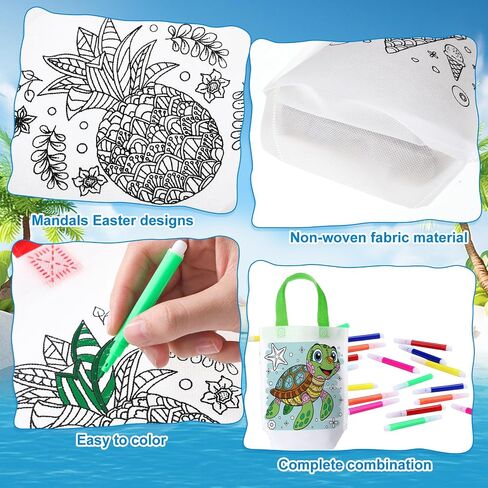 24 Pcs Butterfly Coloring Goodies Bags with 144 Makers Mandala Recycle Gift Bags Color Your Own Totes for Kids DIY Painting Art Crafts Spring Insects Birthday Party Favors(Butterfly) in Saudi Arabia