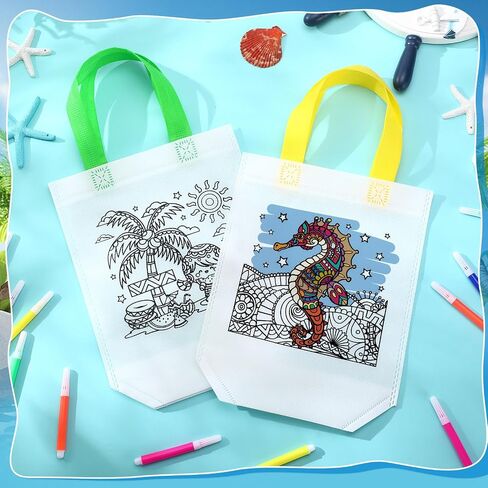 24 Pcs Butterfly Coloring Goodies Bags with 144 Makers Mandala Recycle Gift Bags Color Your Own Totes for Kids DIY Painting Art Crafts Spring Insects Birthday Party Favors(Butterfly) in Saudi Arabia