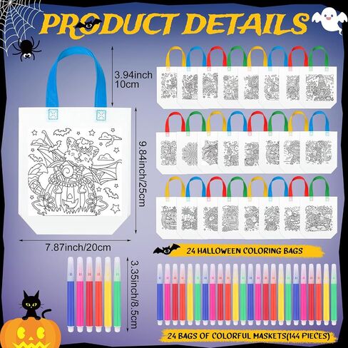 24 Pcs Butterfly Coloring Goodies Bags with 144 Makers Mandala Recycle Gift Bags Color Your Own Totes for Kids DIY Painting Art Crafts Spring Insects Birthday Party Favors(Butterfly) in Saudi Arabia