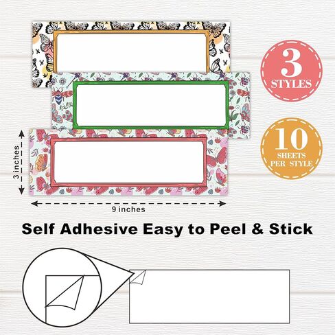 30 Pcs Self Adhesive Name Tags, Labels in 3 Styles, minimalism Black & White, Students Desk Labels, Classroom accessories, Storage Box Labels，Classroom Office Decorations & Supplies - A02 in Kuwait