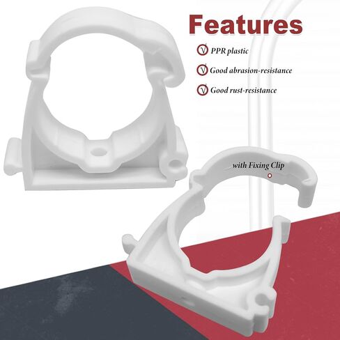 20Pcs White PPR Water Pipe Clamp Clips,with Fixing Clip Water Pipes & Tubing Hoses Support Clips,fit for 1" ID PVC Pipe (32MM) in Saudi Arabia