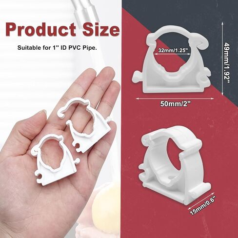 20Pcs White PPR Water Pipe Clamp Clips,with Fixing Clip Water Pipes & Tubing Hoses Support Clips,fit for 1" ID PVC Pipe (32MM) in Saudi Arabia