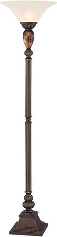 kathy ireland Mulholland Rustic Vintage Torchiere Floor Lamp Standing 72" Tall Bronze Tortoise Shell Font Frosted Glass Shade Decor for Living Room Reading House Bedroom Home Office in Saudi Arabia
