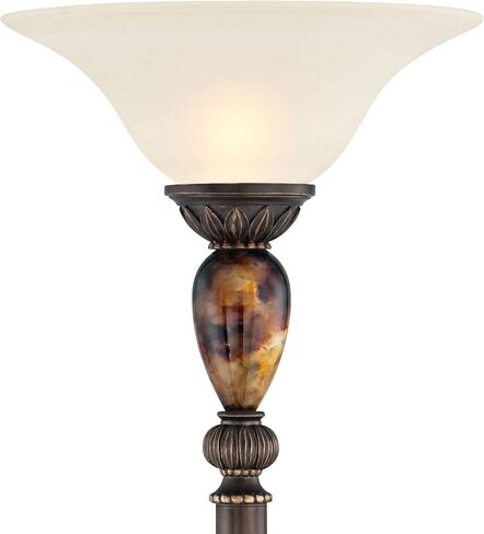 kathy ireland Mulholland Rustic Vintage Torchiere Floor Lamp Standing 72" Tall Bronze Tortoise Shell Font Frosted Glass Shade Decor for Living Room Reading House Bedroom Home Office in Saudi Arabia