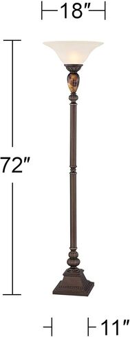 kathy ireland Mulholland Rustic Vintage Torchiere Floor Lamp Standing 72" Tall Bronze Tortoise Shell Font Frosted Glass Shade Decor for Living Room Reading House Bedroom Home Office in Saudi Arabia