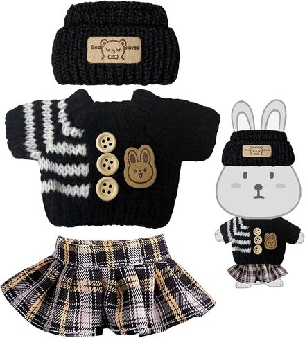 17cm Clothes Set for Doll, 2025 Stylish Hat & Skirt & Sweater 3 Piece Handcrafted Crochet Outfit Sets, 15-17cm Adorable Dolls Clothes Accessories Suit, Dress up Unique Style (Blue) in Saudi Arabia
