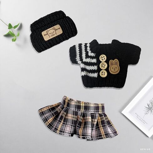 17cm Clothes Set for Doll, 2025 Stylish Hat & Skirt & Sweater 3 Piece Handcrafted Crochet Outfit Sets, 15-17cm Adorable Dolls Clothes Accessories Suit, Dress up Unique Style (Blue) in Saudi Arabia