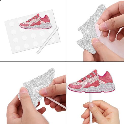 18pcs Pink Glitter Sports Skateboard Dessert Cupcake Topper Pick for Sports Shoes Theme Decor Supplies Women Girls Happy Birthday Party Decorations in Saudi Arabia