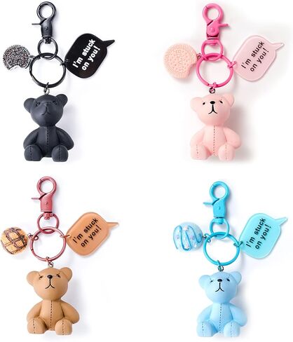 سلسلة مفاتيح YOU WIZV Bear من الراتنج باللون الأسود وحلقة مفاتيح رائعة لمفاتيح السيارة، وإكسسوارات حقيبة الظهر، هدية تزيين للنساء والفتيات in Kuwait