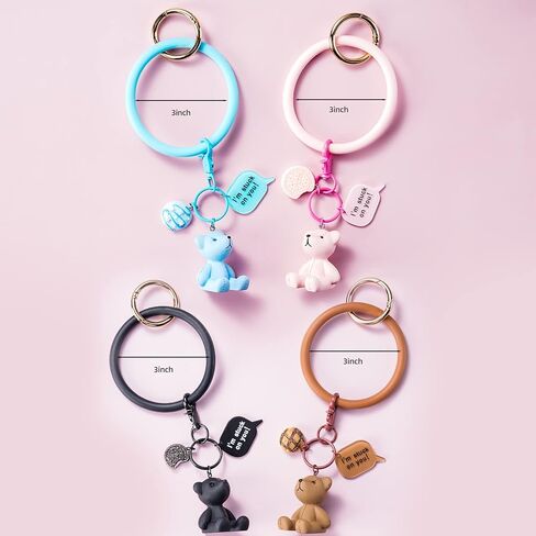 سلسلة مفاتيح YOU WIZV Bear من الراتنج باللون الأسود وحلقة مفاتيح رائعة لمفاتيح السيارة، وإكسسوارات حقيبة الظهر، هدية تزيين للنساء والفتيات in Kuwait