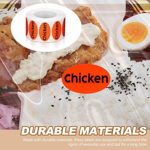 1000 Pcs Chicken Stickers 0.875 x 1.5 Inch Chicken Food Labels Oval Bright Red Retail Package Adhesive Stickers in Saudi Arabia