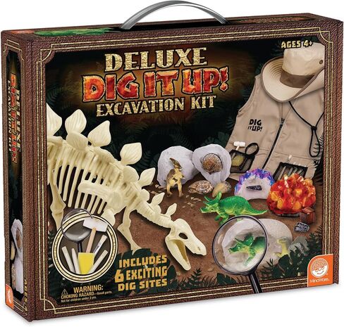 MindWare Dig It Up! Deluxe Dinosaur Excavation Kit - Ages 4+ Dino Dig Kit - Includes Excavation Tools to Dig Out 8 Treasures in Saudi Arabia