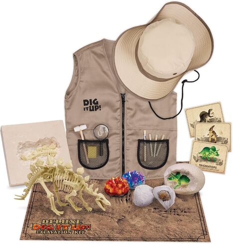 MindWare Dig It Up! Deluxe Dinosaur Excavation Kit - Ages 4+ Dino Dig Kit - Includes Excavation Tools to Dig Out 8 Treasures in Saudi Arabia