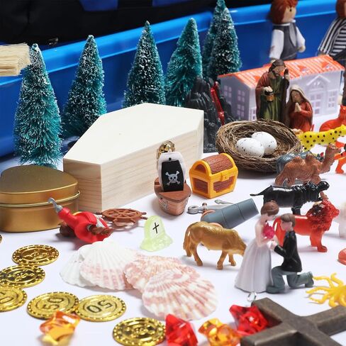 Soulchen Play Therapy Sandtray Portable Starter Kit - Sandtray Play مع صينية ورمل وحقيبة تخزين وفرشاة و 178 مصغرة من الخيال الطبيعي والعديد من الموضوعات الأخرى للعلاج النفسي in Kuwait