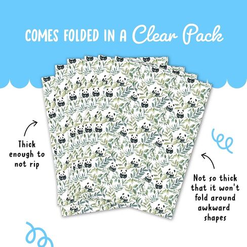 CENTRAL 23 Panda Wrapping Paper - 6 Sheets Of Eco-Friendly Gift Wrap - Panda Bear And Leaves - White Wrapping Paper For Birthday Anniversary Christmas - Comes With Stickers in Saudi Arabia