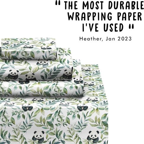 CENTRAL 23 Panda Wrapping Paper - 6 Sheets Of Eco-Friendly Gift Wrap - Panda Bear And Leaves - White Wrapping Paper For Birthday Anniversary Christmas - Comes With Stickers in Saudi Arabia