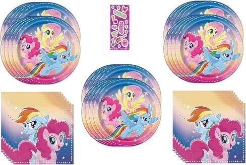 تشمل حزمة حزمة استحمام الطفل الصغيرة في Pony Pony Supplies 24 لوحة غداء و 32 مناديل in Kuwait