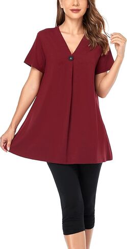 طقم بيجامة حريمي من COLORFULLEAF بأكمام قصيرة وسراويل كابري ملابس نوم ناعمة مكونة من قطعتين طقم Pjs صيفي مع جيوب in Kuwait