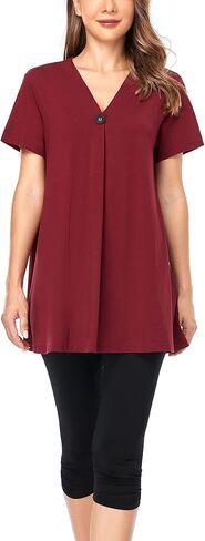 طقم بيجامة حريمي من COLORFULLEAF بأكمام قصيرة وسراويل كابري ملابس نوم ناعمة مكونة من قطعتين طقم Pjs صيفي مع جيوب in Kuwait