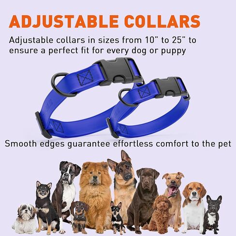 Cogline Biothane Cograck Dog Conflar مع حزام نايلون مطلي قوي بإصدار سريع مع الرائحة لرعاية سهلة من السهل تنظيف كلاب صغيرة أو كبيرة من الكلاب ، الأزرق الملكي 1 "W 15-23" L. in Kuwait