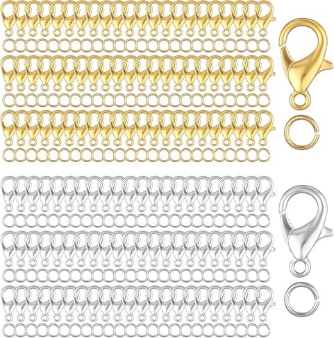 700pcs Clow Claw Clasps ومجموعة حلقات القفزة المفتوحة ، قفل الذهب والفضة 12 مم و Clasures Clasps Clasps Clasps for Jewelry Making in Kuwait