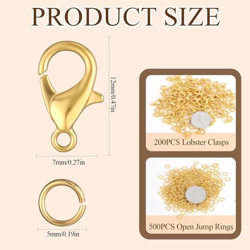 700pcs Clow Claw Clasps ومجموعة حلقات القفزة المفتوحة ، قفل الذهب والفضة 12 مم و Clasures Clasps Clasps Clasps for Jewelry Making in Kuwait