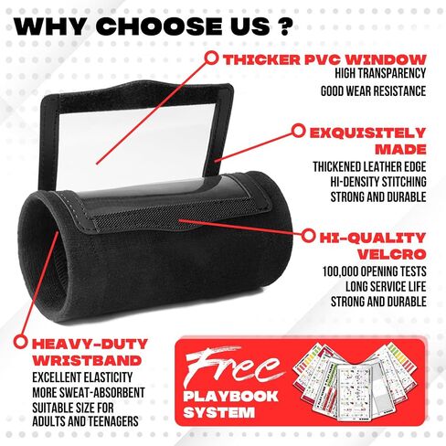1nmore 5V5 ، 7V7 Football Wristbands مع نظام Playbook System ، مدرب معصم قورتربك للشباب ، Flag Football Wrist Bands مع ملصقات مسرحيات وبطاقات PVC in Kuwait