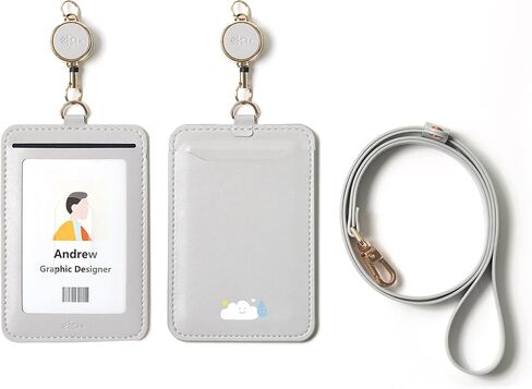 ID Badge Holder with Adjustable Lanyard & Retractable Badge Reel Clip, Double-Sided Card Holder for Office, Bus Pass, Student, Nurse, Police, Teacher-Work Kitten in Kuwait