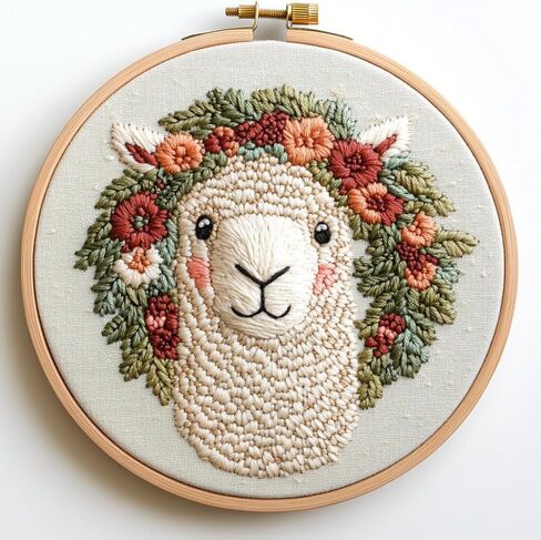Punch Needle Kit for Beginners, Punch Stitching Kit for Adults, Needle Punch Kits for Adults, DIY Embroidery Set Featuring Alpaca Wearing a Headband for Creative Crafts & Gifts in Saudi Arabia