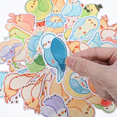 40pcs ملصقات الببغاء Kawaii ، شارات الطيور المكسوة بالرسوم المتحركة للماء لمخططي السكرات المجلات لمحبي الطيور الطالب - الفينيل in Saudi Arabia