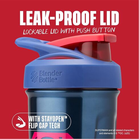 زجاجة مياه من الفولاذ المقاوم للصدأ معزولة من BlenderBottle Justice League Strada Shaker مع خفاقة سلكية، 24 أونصة، باتمان in Kuwait