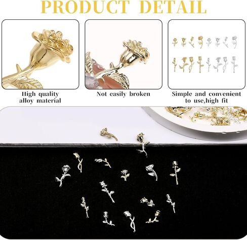 Lusofie 160pcs سحر الأظافر الوردية - زهرة رومانسية Y2K 3D الذهب الذهب المجوهر in Saudi Arabia