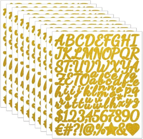 960Pcs Silver Glitter Letter Stickers 10 Sheets Alphabet Stickers 1Inch Vinyl Self-Adhesive Waterproof Numbers Symbols for Scrapbook Graduation Cap Gift Packaging in Saudi Arabia