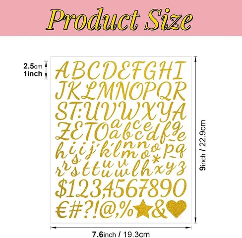 960Pcs Silver Glitter Letter Stickers 10 Sheets Alphabet Stickers 1Inch Vinyl Self-Adhesive Waterproof Numbers Symbols for Scrapbook Graduation Cap Gift Packaging in Saudi Arabia