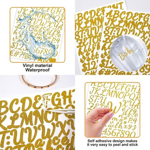 960Pcs Silver Glitter Letter Stickers 10 Sheets Alphabet Stickers 1Inch Vinyl Self-Adhesive Waterproof Numbers Symbols for Scrapbook Graduation Cap Gift Packaging in Saudi Arabia